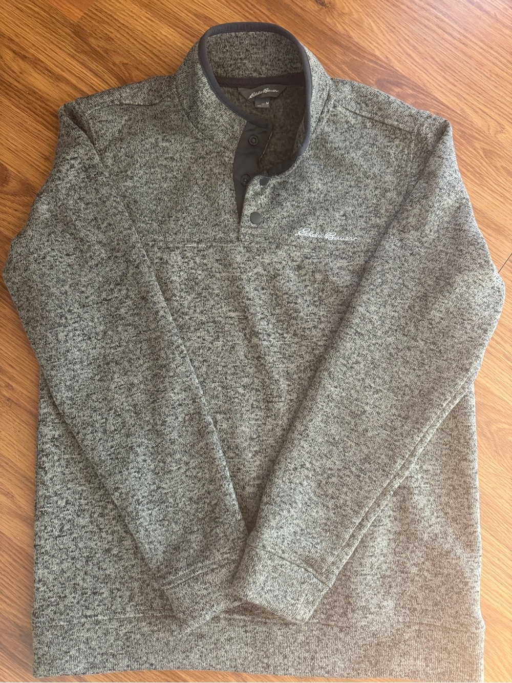 Eddie Bauer Men's Medium Heather Gray Quarter-Snap Crewneck Sweater